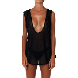 Rumi Mesh Hood Top Onyx