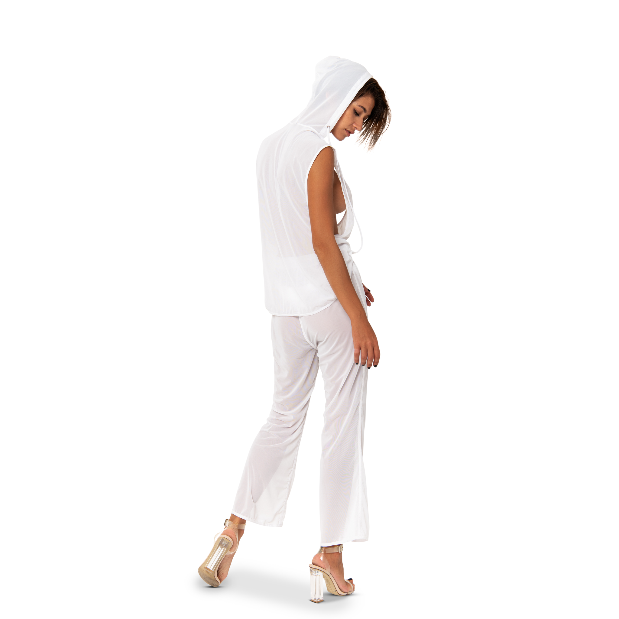 Rumi Mesh Hood Top Blanc